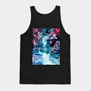 Magical mountain river, fairy colors, leaves and water Tank Top